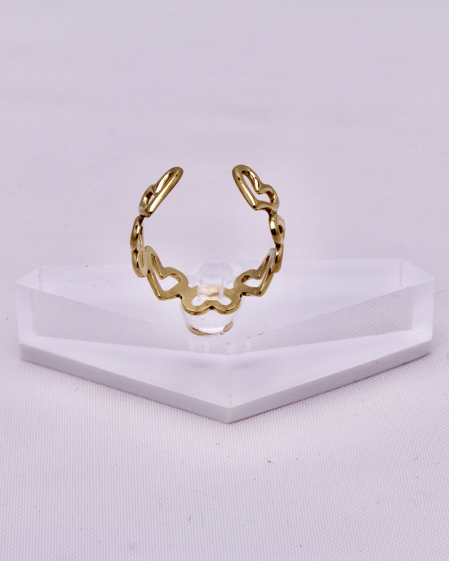 Hollow Heart Ring 18K Gold Plated Stainless Steel for women