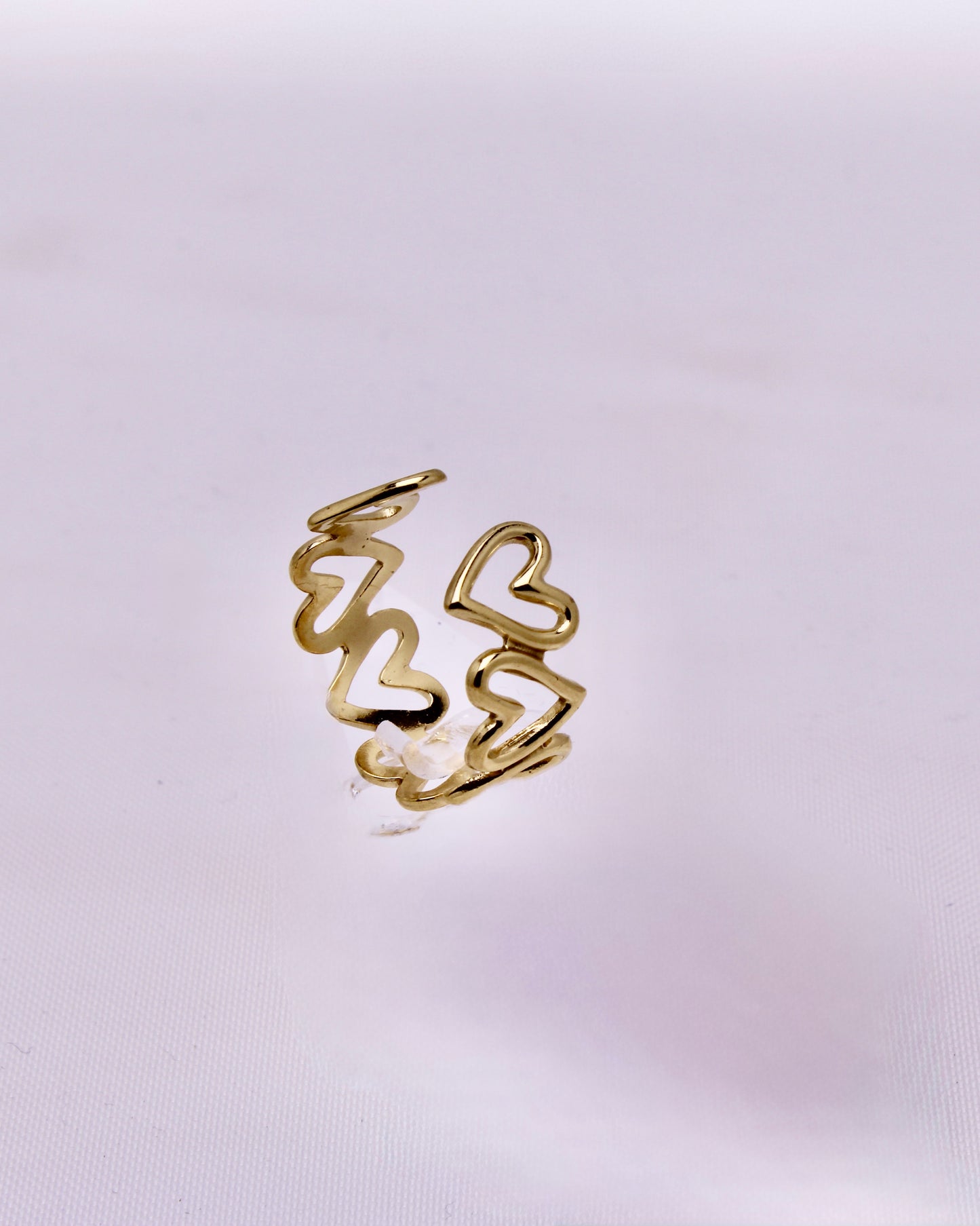 Hollow Heart Ring 18K Gold Plated Stainless Steel for women