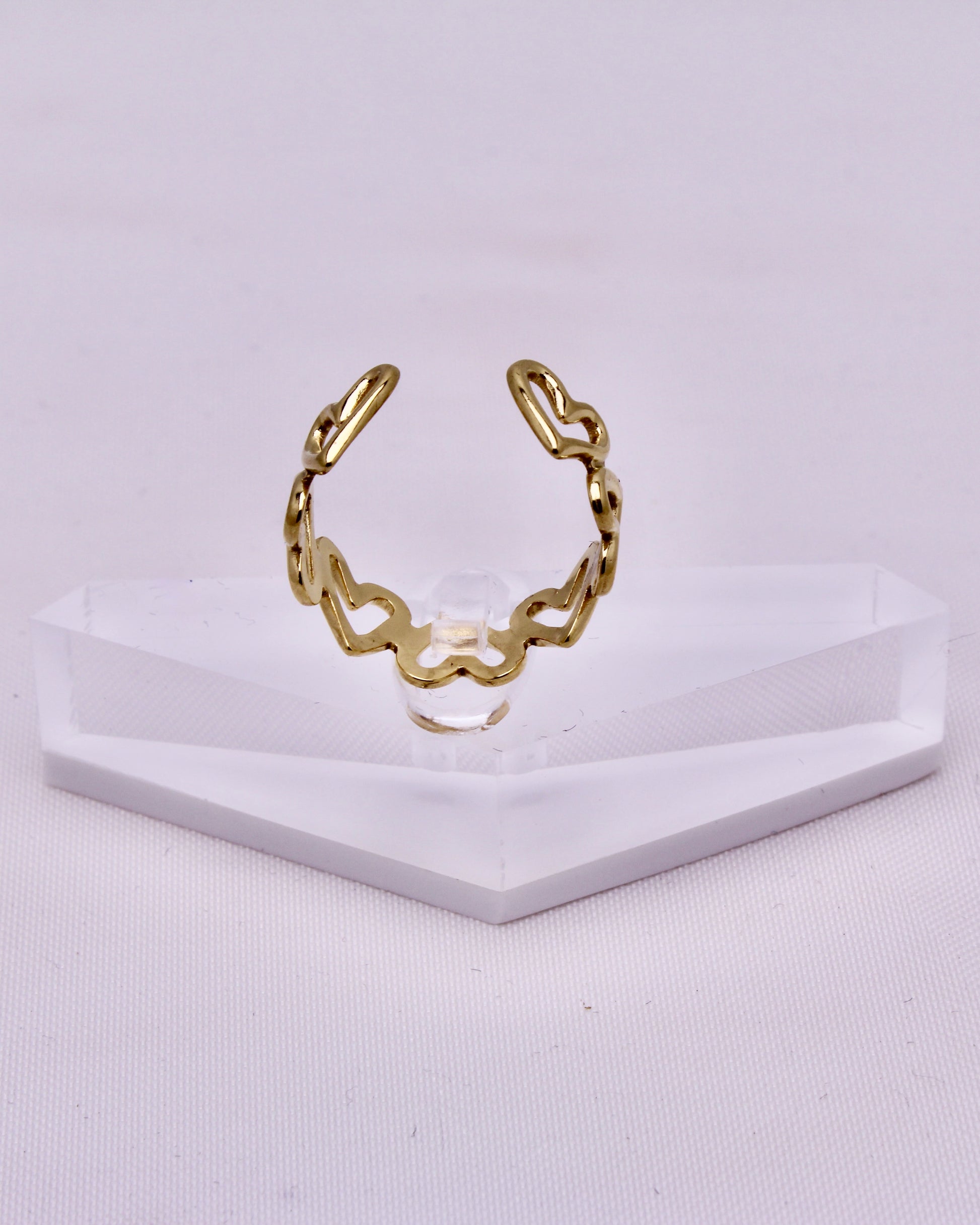 Hollow Heart Ring 18K Gold Plated Stainless Steel for women