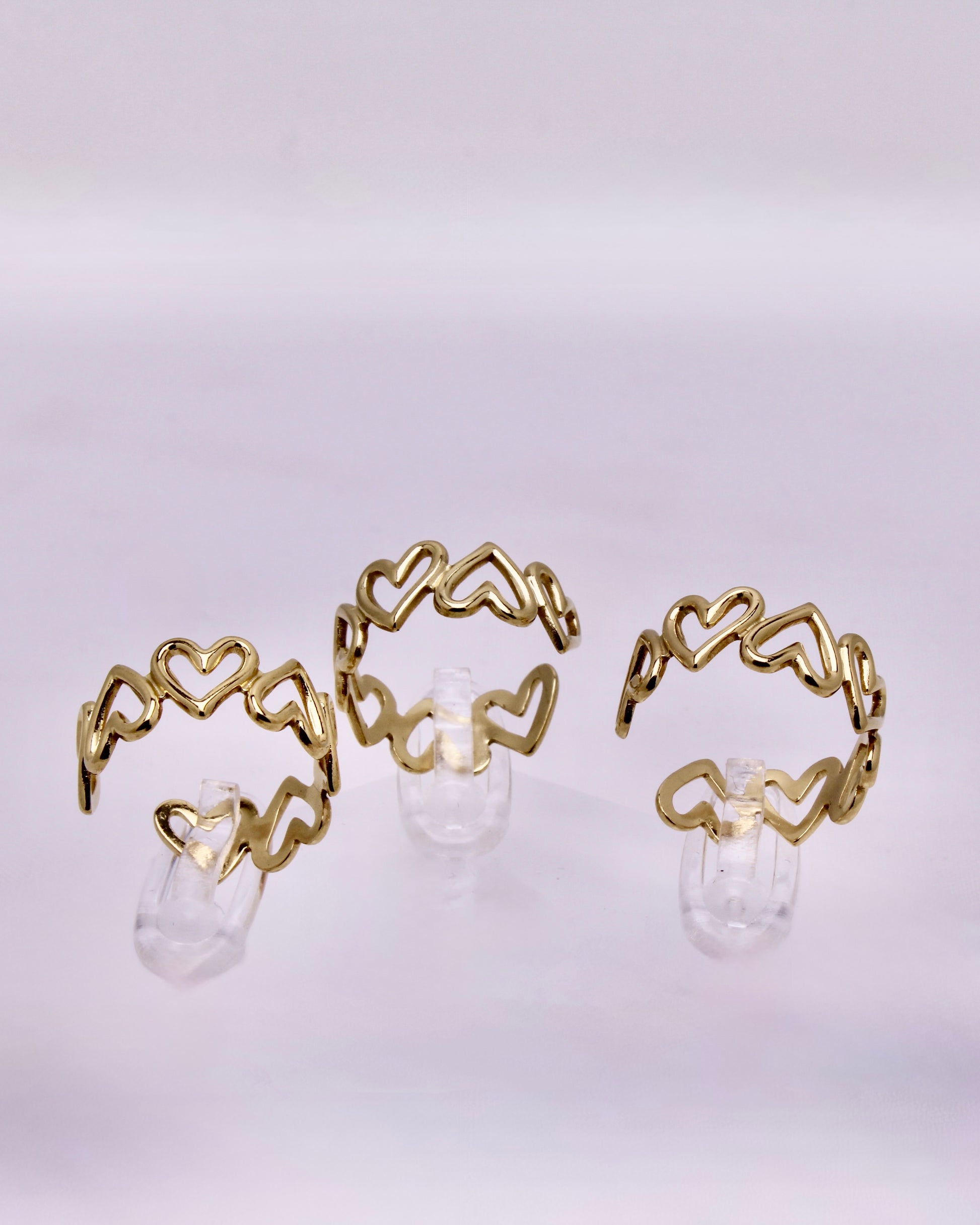 Hollow Heart Ring 18K Gold Plated Stainless Steel for women