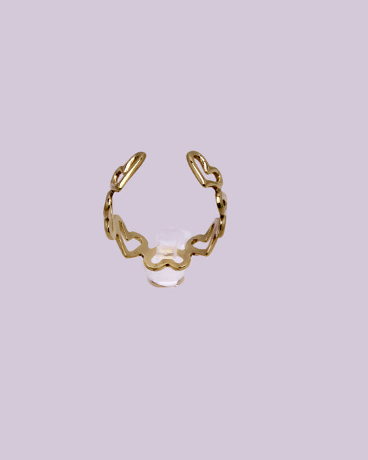 Hollow Heart Ring 18K Gold Plated Stainless Steel for women