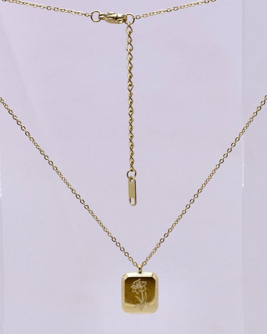 11 Vintage Engrave Square Flower Pendant Necklaces | Patterson Jewelry
